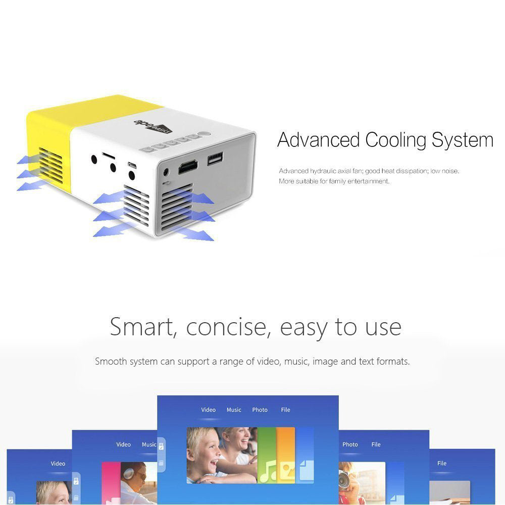 Ape Basics Portable Full Colour LED LCD Video Projector - Yellow