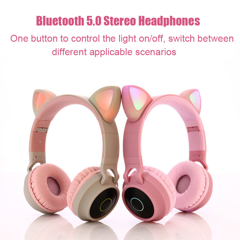 Cat Ears: Bluetooth Wireless On-Ear Headset - Pink