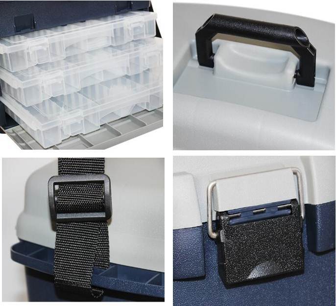 Ape Basics 3 Drawers Portable Fishing Tackle Box - Blue Grey