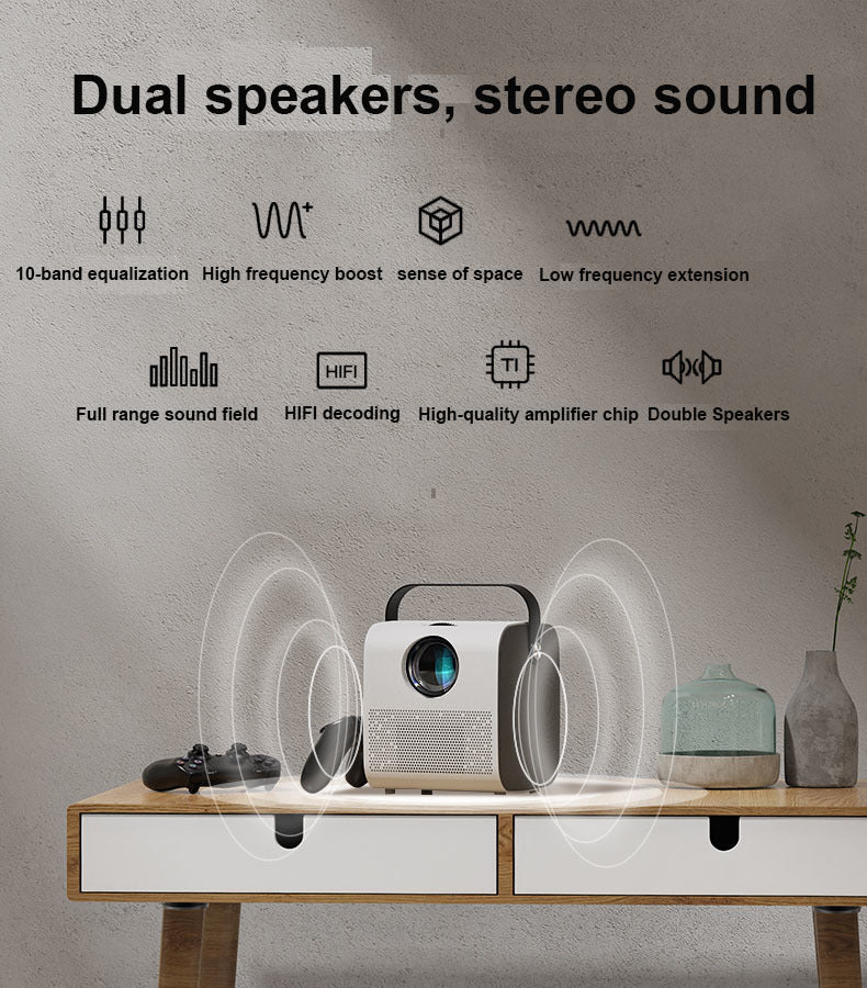 Smart 720p Cube Dual Speaker Projector - Native White