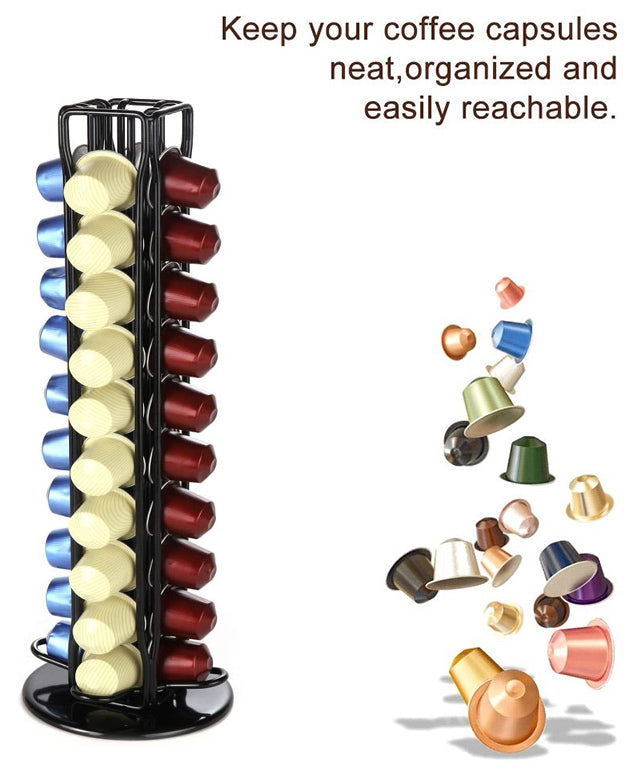 Nespresso Rotating Capsule Rack - Black (40 Pods)