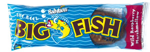 Rainbow Confectionery: Big Chocolate Fish Wild Raspberry Box - 50g (Pack of 20)