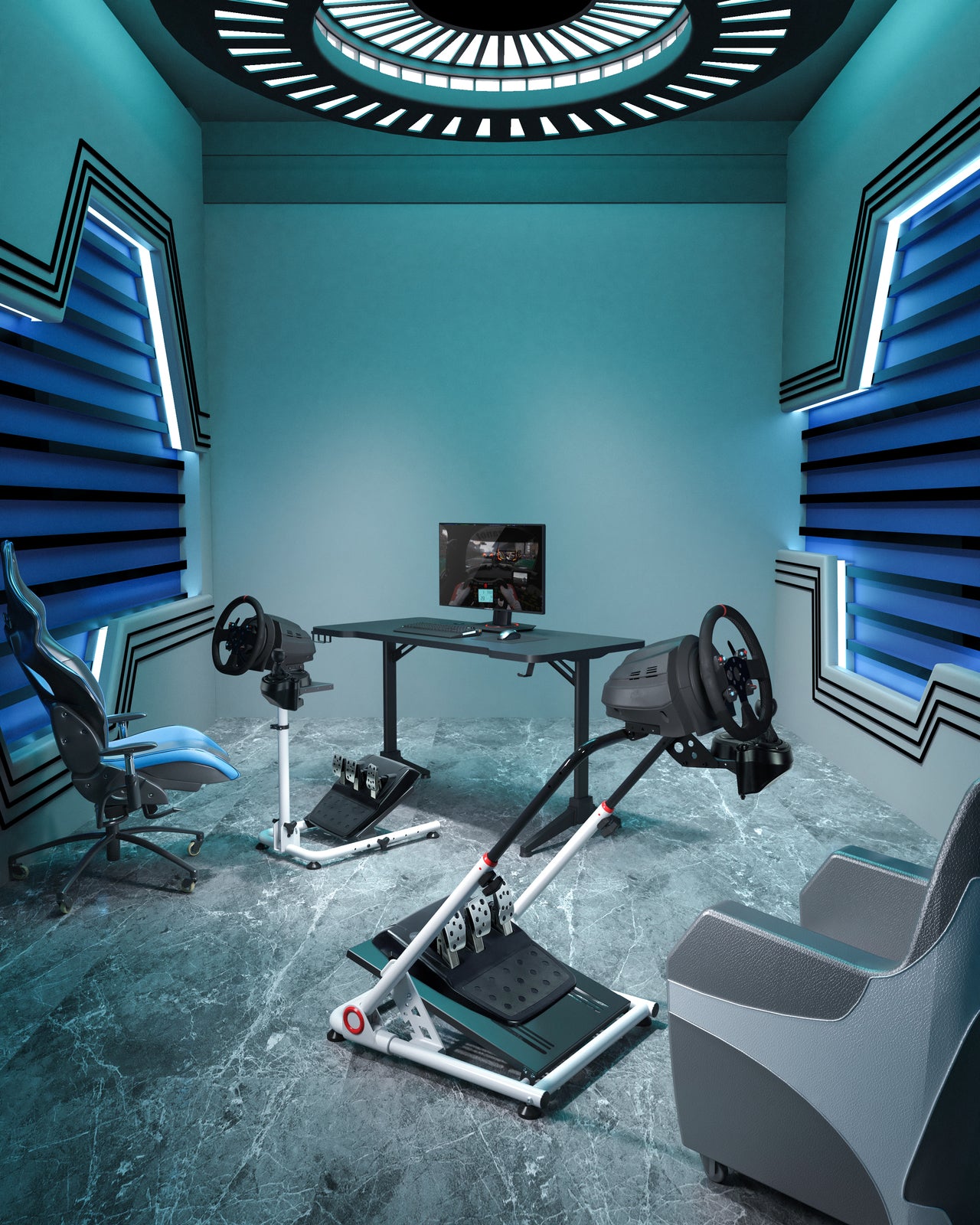 Gorilla Gaming Racing Simulator Wheel Stand - White/Black (PC)