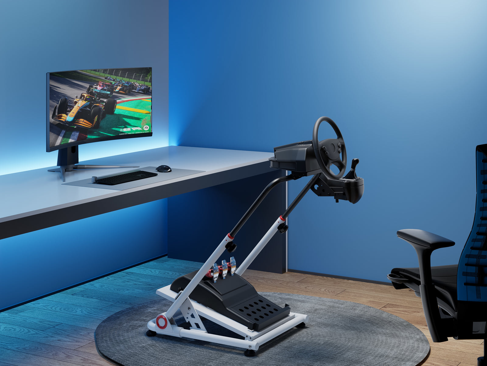 Gorilla Gaming Racing Simulator Wheel Stand - White/Black (PC)