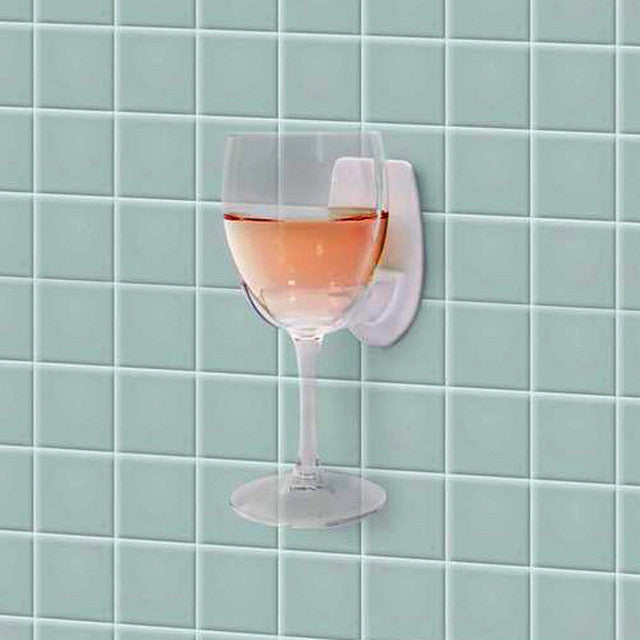IS Gift Bathroom Bliss Wine Glass Holder - White