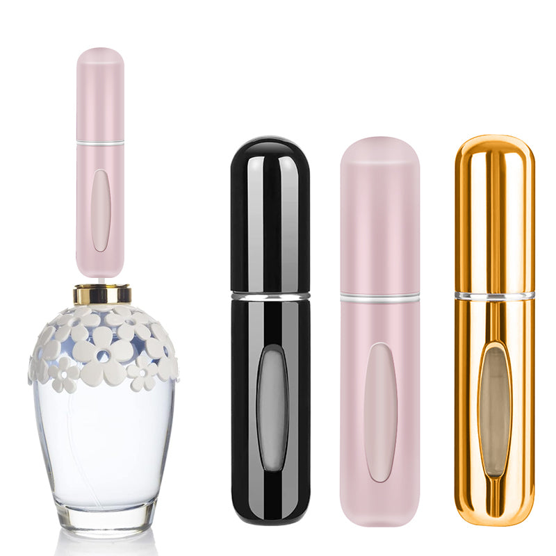 Hyperanger Travel Mini Perfume Refillable Atomisers (3 Pack) Gold/Pink/Black (Women's)