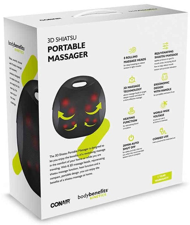 Conair: Body Benefits Kinetics 3D Shiatsu Portable Massager - Black (CBKM136A)