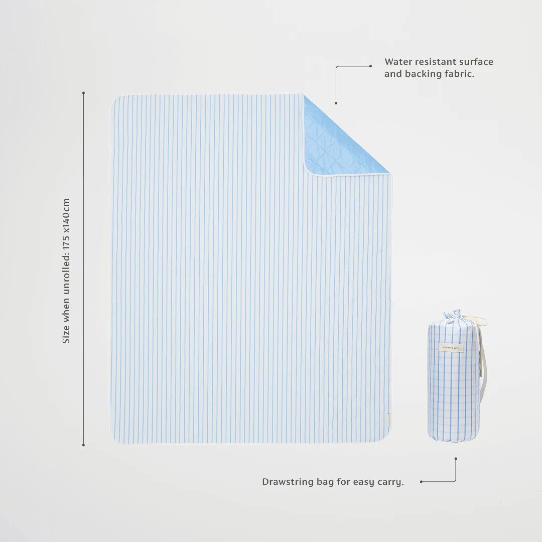 Sunnylife: Beach and Picnic Blanket - Le Weekend Mid Blue-Cream