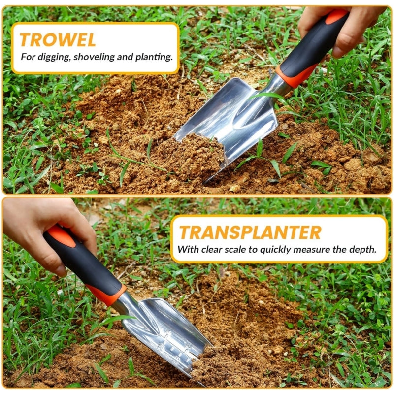 Greenhaven Garden Tool Set - 8 Piece Stainless Steel Set With Carrying Tote