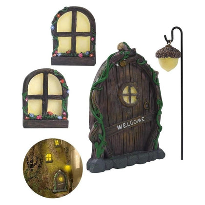 GREENHAVEN Fairy Door and Windows Set for Trees