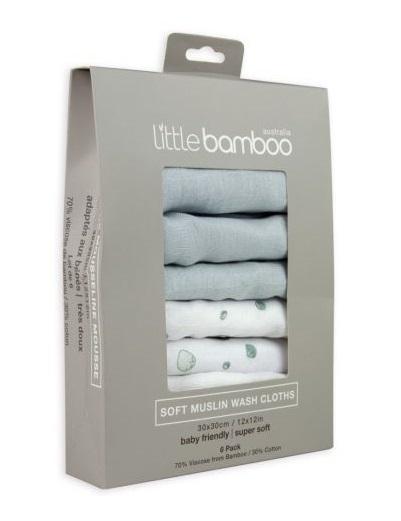 Little Bamboo: Muslin Washers - Whisper (6 pk)