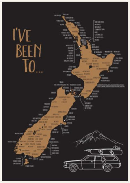 Moana Road: Framed A2 Pin Cork Map of NZ