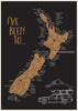 Moana Road: Framed A2 Pin Cork Map of NZ