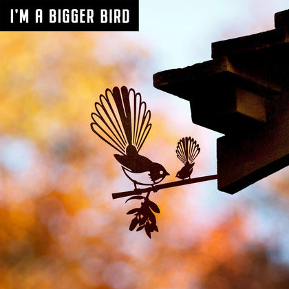 MetalBird Piwakawaka Fantail & Baby Garden Art - Large