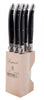 Andre Verdier Laguiole Debutant Steak Knife Set & Block- Black (6pc)