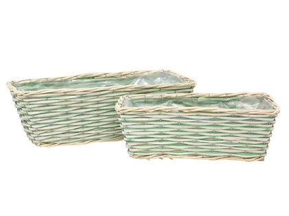 Billi Woven Planter Basket with Liner White Wash