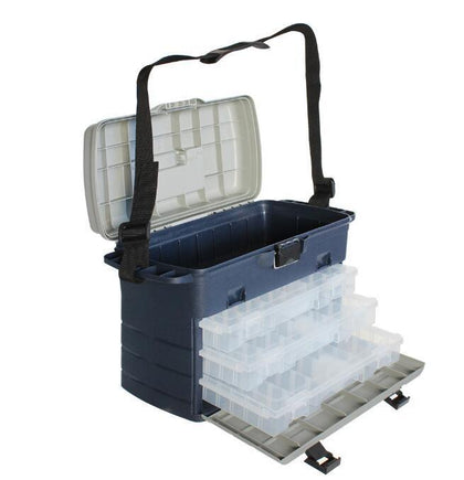 Ape Basics 3 Drawers Portable Fishing Tackle Box - Blue Grey