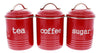 D.Line: Tea/Sugar/Coffee Canisters - Red (3 Set)