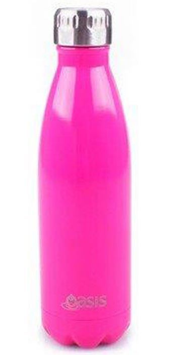 Oasis: Insulated Stainless Steel Water Bottle - Fluoro Pink (500ml) - D.Line