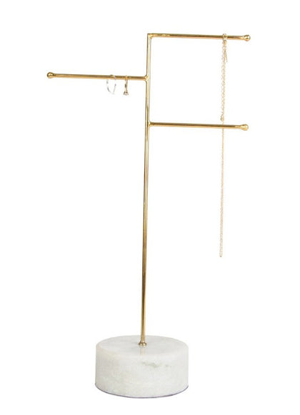 Modern Artisan Brass & Marble Jewellery Stand - Sass & Belle