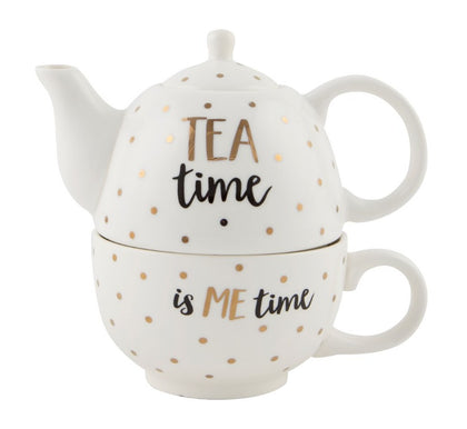 Sass & Belle: Metallic Monochrome Tea Time Teapot For One