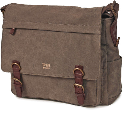 Troop London: Classic Laptop Messenger Bag - Brown