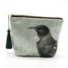 100% NZ: Hushed Green Tui Velvet Cosmetic Bag