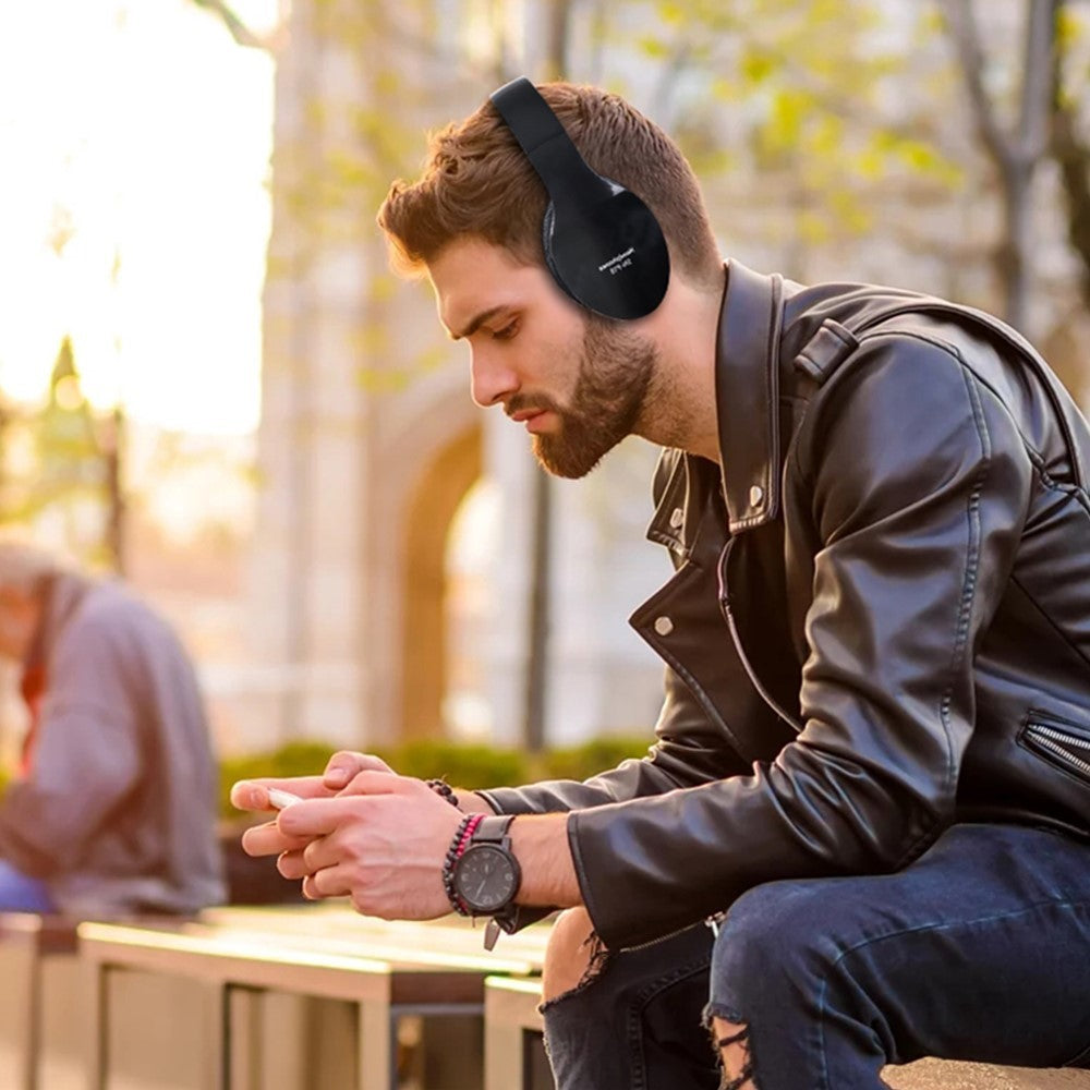 Ape Basics: Foldable Noise Isolating Over-Ear Bluetooth Headphones With Mic - Black