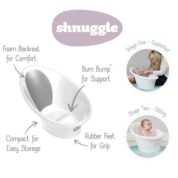 Shnuggle Bath - White / Grey Backrest