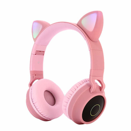 Cat Ears: Bluetooth Wireless On-Ear Headset - Pink