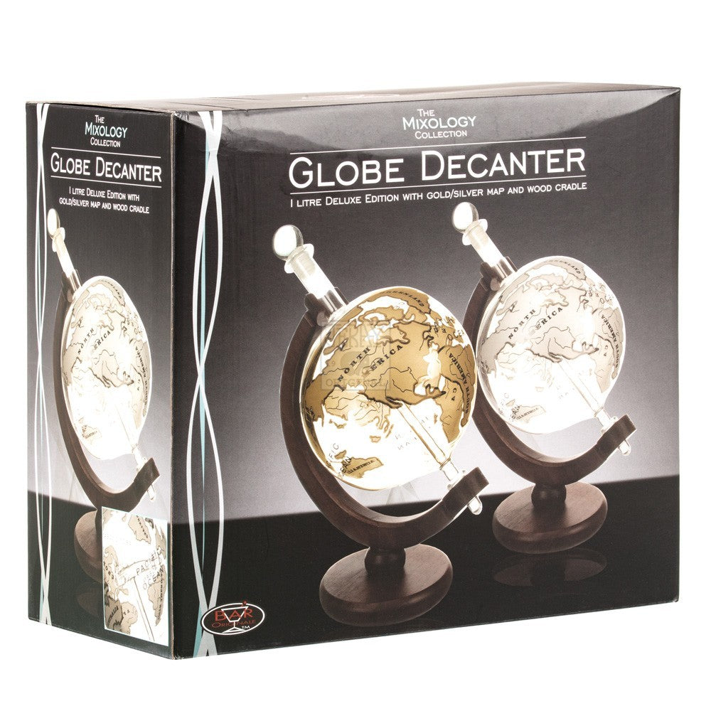 Mixology: Vintage Globe Decanter - Silver Planet (1L)