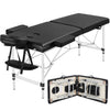 Portable 2-Fold Massage Table Bed Aluminium - Black