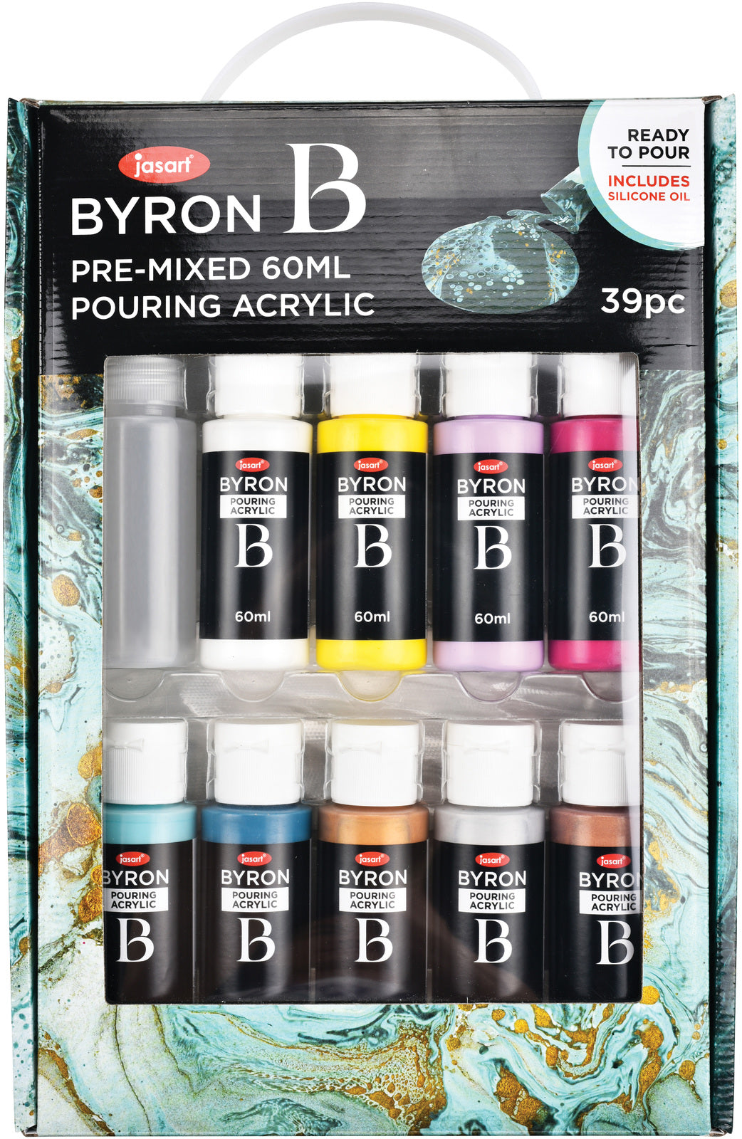 Jasart: Byron Acrylic Pour Paint - Silicone (9 x 60ml)