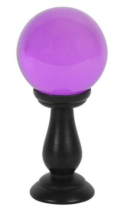 Purple Crystal Ball on Wooden Stand - Small (90mm)