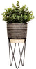 Sass & Belle: Black Dash Cement Planter With Wire Stand