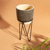 Sass & Belle: Black Dash Cement Planter With Wire Stand