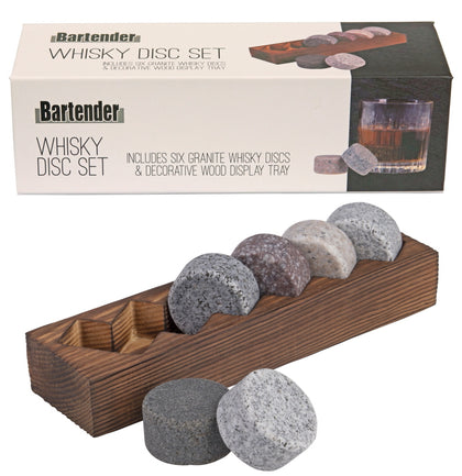 Bartender: Whisky Disc Set with Wooden Base