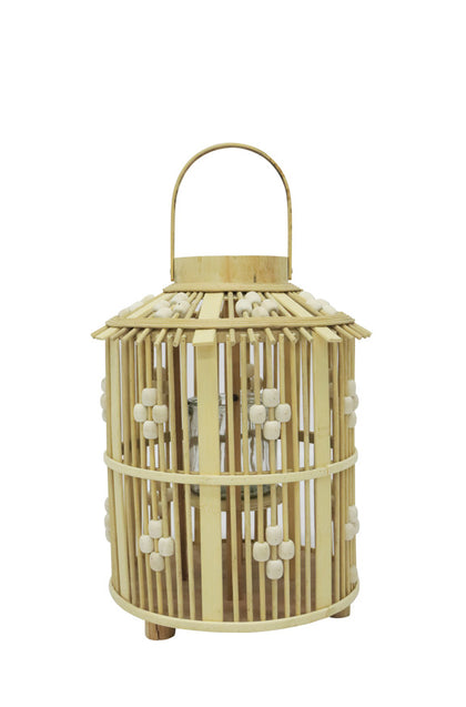 Bella Beaded Lantern - Natural (35cm)