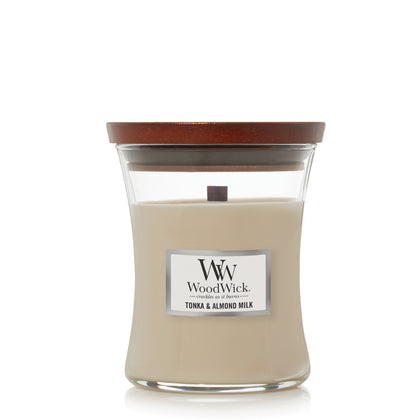 WoodWick: Hourglass Candle - Tonka & Almond Milk (Medium)