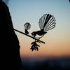 MetalBird Pīwakawaka Fantail & Baby Garden Art - Large