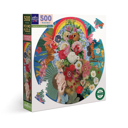 eeBoo: Round Puzzle - Theatre of Flowers (500pc Jigsaw)