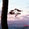 Metalbird: Sparrow & Chicks Garden Art