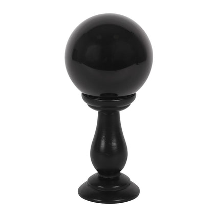 Black Small Crystal Ball on Wooden Stand 90mm