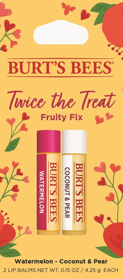 Burt's Bees: Twice the Treat Fruity Fix Lip Balm (2 Pack) Watermelon & Coconut Pear