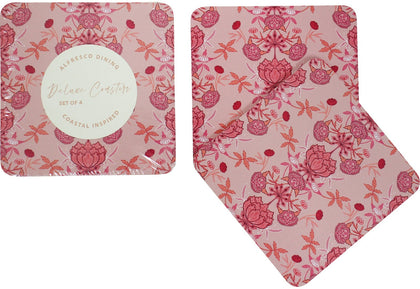 Lavida: Coaster Set - Floral Garden Blush (Set of 4)