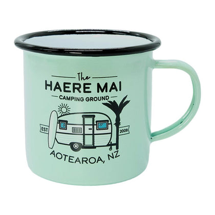 Moana Road: Jumbo Enamel Mug - Haere Mai (Mint)