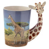 Giraffe Savannah Decal Ceramic Shaped Handle Mug (400ml)