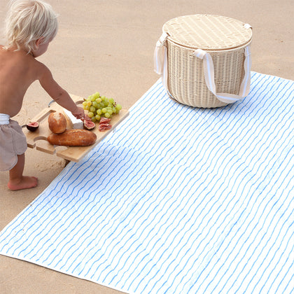 Sunnylife: Beach and Picnic Blanket - Le Weekend Mid Blue-Cream