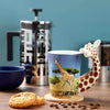 Giraffe Savannah Decal Ceramic Shaped Handle Novelty Mug (400ml)